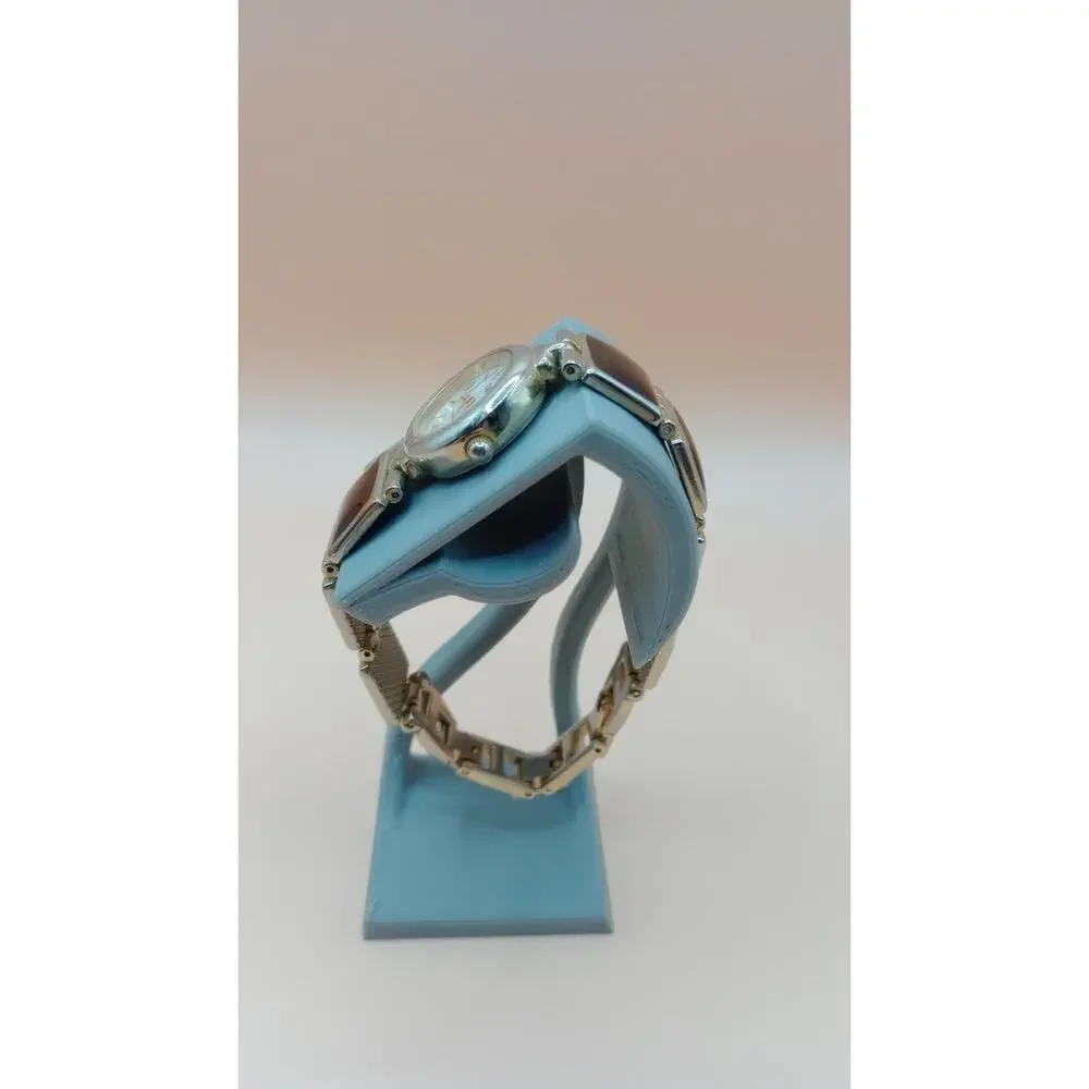 Cato Women's Watch - Clasp Closure - Silver Toned With Brown Faux Stone Inlays